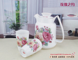 陶瓷冷水壶水杯套装婚庆用品耐热家用杯具茶壶大容量冷凉水瓶包邮