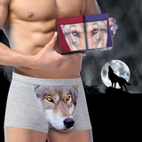 个性男士内裤平角性感青年潮搞笑动物狼裤头3D四角图案夏季2条装