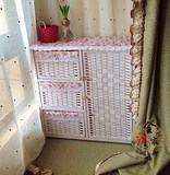 环保床头编织收纳柜宝宝衣物抽屉式储物柜单门欧式现代简约柜子木