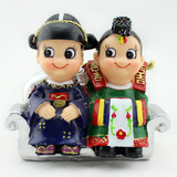 韩国树脂人偶工艺品卡通韩服娃娃 摆件新郎新娘 双人椅 家居饰品