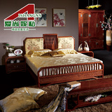 爱尚妮新中式全实木床1.8米双人床花梨红木卧室家具刺猬紫檀大床