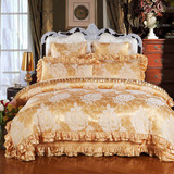 欧式婚庆纯棉提花加棉夹棉加棉床单被套床上用品四件套1.8米2m3