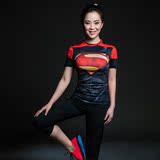 超级英雄女红心超人紧身短袖运动T体恤速干PRO篮球上衣