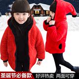 女童棉衣双面穿毛绒连帽毛毛衣2015冬季新款韩版儿童 加厚外套加