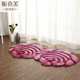 3D立体玫瑰花地毯 婚房地毯可爱卧室床边地毯 门厅地毯