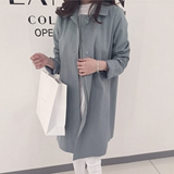 韩国代购女装2016春装新款 DAI 韩版淑女简约纯色拉链外套风衣S20