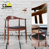 新中式胡桃木咖啡圈椅欧式肯尼迪椅酒店家具实木餐椅宜家围椅软包