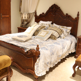 欧式床双人床 实木高端婚床1.8美式床简约深色床卧室家具