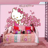 HelloKitty粉色主题墙纸 可爱凯蒂猫儿童房卧室KTV宾馆大型壁画