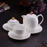【亮名瓷】专利产品出口原单强化骨瓷欧式浮雕单人咖啡花茶茶具