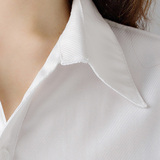 F2 白衬衫女装修身收腰 V领衬衣短袖长袖职业装棉工服细斜条纹