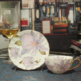 sixth kiln欧式咖啡杯套装 紫色百合花英式咖啡杯碟下午茶具包邮