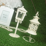 欧式铁艺风灯 白色镂空烛台复古摆件婚礼签到台装饰婚庆道具用品