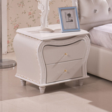 白色烤漆简欧床头柜现代简约床头柜时尚白色床头柜欧式皮艺床头柜