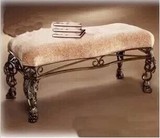 欧式铁艺沙发椅子双人椅 卧室床尾凳换鞋凳 服装店沙发椅休闲椅