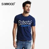 Simwood2016夏装新款男士圆领短袖t恤复古做旧印花字母修身短T恤