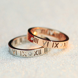 子午线镶钻镀玫瑰金戒指男女款一对情侣饰品创意韩版钛钢学生对戒