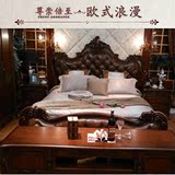 欧式贵族真皮床 实木双人床 美式雕刻床 卧室家具 美式古典大床A