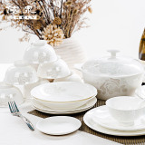 依众唐山高档骨瓷餐具套装 碗碟套装 家用中式碗盘陶瓷器结婚礼盒