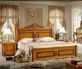 欧式实木床现代婚床1.8米橡木床1.5米特价床实木双人床柚木色家具