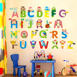儿童房卡通益智墙贴纸 幼儿园宝宝量身高贴画可爱英文字母早教贴