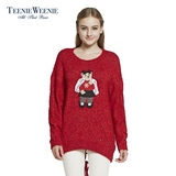 Teenie Weenie小熊专柜正品秋冬女装中长款羊毛针织衫TTOK44C22B