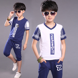 童装儿童夏装2016新款韩版男童短袖套装中大童宝宝纯棉T恤两件套