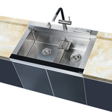 爱尔卡集成水槽304不锈钢三合一龙头带净水器水槽洗菜盆—晶锐