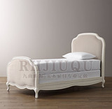 出口欧洲家具 法式复古实木软包床美式仿古做旧卧室家具特惠定制