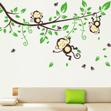 猴子乐园墙贴客厅卧室沙发电视背景墙贴纸可移除墙壁装饰温馨贴画