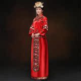 中式结婚礼服新娘秀禾服婚礼敬酒服绣禾服长袖婚纱旗袍红色秀和服