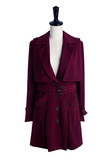 2014秋冬品牌女装欧美纯色单排扣修身中长款风衣女高档女式外套