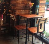 批发甜品店餐桌/时尚实木靠背咖啡厅桌椅组合 铁艺支架结构桌子