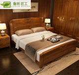 现代简约中式全实木床橡木储物床单双人床婚床大床木家具1.5米1.8