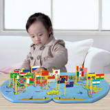大号 世界地图插国旗立体插旗中国拼板拼图 儿童木质制早教玩具