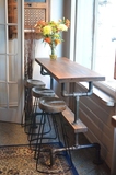 loft实木长桌吧台桌星巴克桌椅咖啡厅桌酒吧桌餐厅餐桌高脚椅家用