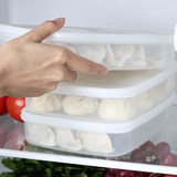 日本进口 冰箱冻饺保鲜盒 塑料微波炉食品收纳盒 带盖密封盒子