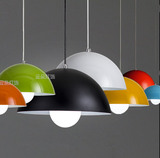 简约现代彩色灯罩创意个性办公室餐厅单头吊灯圆形理发店饭店灯具