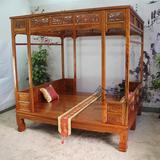 中式架子床双人床雕刻拔步床榆木床明清仿古实木床 榻榻米床特价