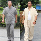 2015新款中老年男装男士唐装套装棉麻中山装中式民族服饰夏装短袖