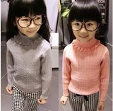 特价2014新款毛衣女童纯色高领棉质套头打底衫儿童韩版针织毛线衣