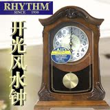 RHYTHM丽声座钟表欧式古典实木客厅艺术装饰摆件整点报时CRJ717