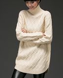 2015秋冬季新品中长款宽松加厚高领毛衣长袖套头针织衫打底衫女式