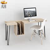美式铁艺家具简约复古实木电脑桌台式书桌办公桌写字台简易工作台