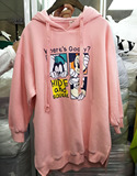 韩国东大门代购冬款米奇宽松大码显瘦SKY粉色套头加绒长袖卫衣女