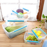 新亚长方形保鲜盒套装 塑料透明密封饭盒 带盖冰箱微波炉便当盒