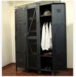 美式Loft工业风 衣柜铁柜置物柜 服装店展示柜储物柜宜家铁艺衣柜
