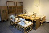 茶桌新中式时尚创意风格家具老榆木书桌免漆实木茶桌茶几组合会所