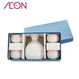 【aeon】日本美浓烧陶瓷酒器套装 和风染樱 酒具5件套