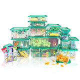 乐亿多方形保鲜盒套装 冰箱收纳食品盒塑料微波炉餐盒饭盒17件套